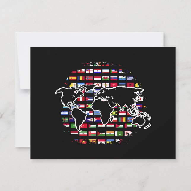 Country Flags World Map Travelling International W Holiday Card (Front)