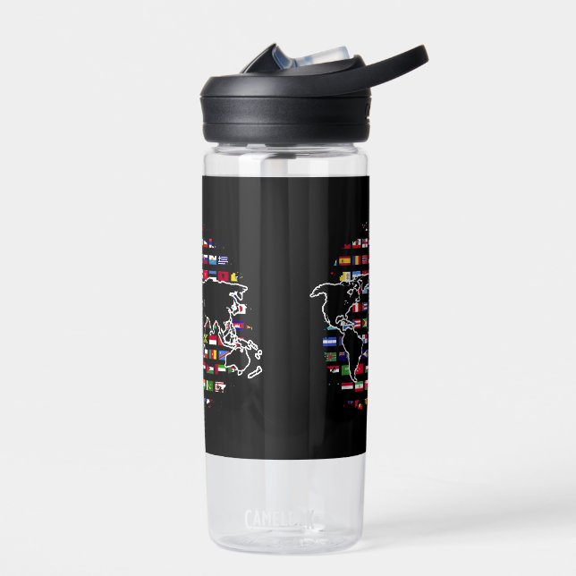 Country Flags World Map Travelling International W Water Bottle (Left)