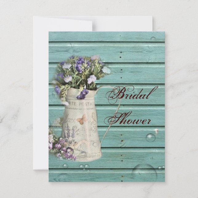 country floral barn wood rustic bridal shower invitation (Front)