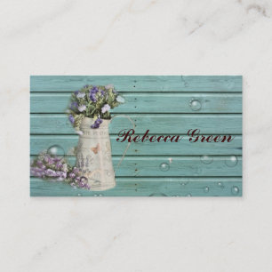 country floral barn wood rustic wedding business card