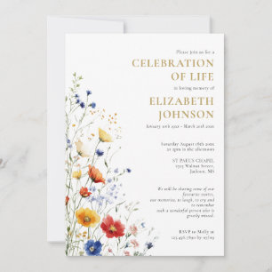 Country Floral Celebration of Life Funeral Invitation