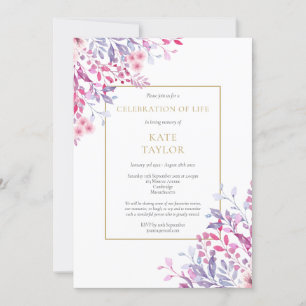 Country Floral Funeral Celebration of Life Invitation