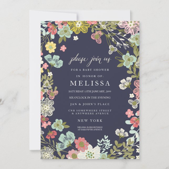 Country Floral Garden BABY Shower Invite (Front)