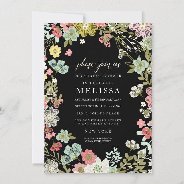 Country Floral Garden Bridal Shower Invite (Front)