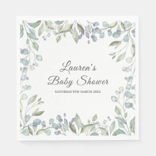Country Floral Greenery Baby Shower / Sprinkle Napkin