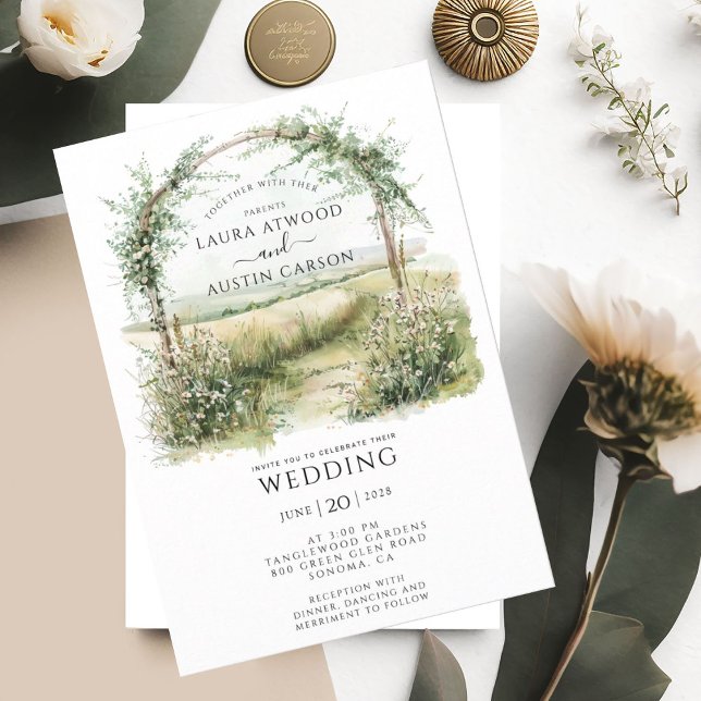 Country Floral Greenery Summer Wedding Invitation (Creator Uploaded)