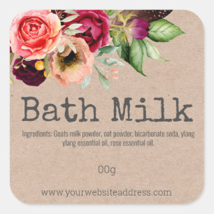 Country Floral Kraft Bath Milk Product Labels
