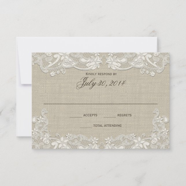 Country Floral Lace Design Wedding Response Invitation (Front)