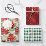 Country Floral Plaid  Farmhouse Christmas  Wrapping Paper Sheet<br><div class="desc">Country Floral Checks Farmhouse Christmas Wrapping Paper Sheets</div>