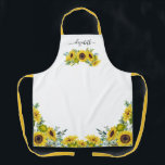 Country Floral Watercolor Yellow Sunflower Apron<br><div class="desc">A summer country watercolor sunflower pattern decorates this apron. Makes a cute gift for Mother's Day or for a friend. Designed for you by Blackberry Boulevard.</div>