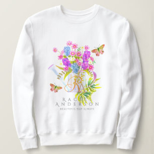 Country Floral Watering Can Monogram Sweatshirt