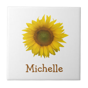 Country Floral Yellow Sunflower Rustic Tile