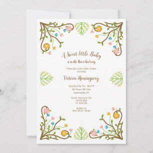 Country Flower Frame Baby Shower Invitation