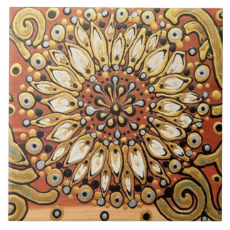 Country Flower on Cedar Tile