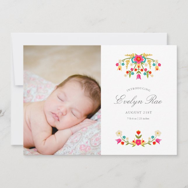 Country Flowers Birth Announcement (Front)