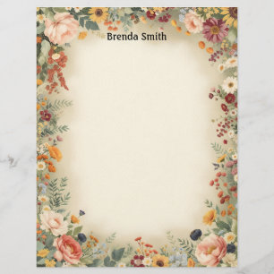 Country Flowers Border Custom Letterhead