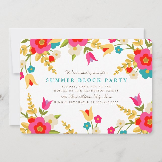 Country Flowers Summer Party Invite (Front)