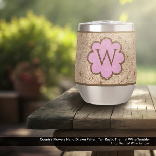 Country Flowers: Tan and Pink Monogrammed