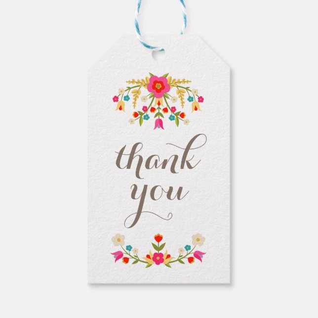 Country Flowers Thank You Gift Tags (Back)