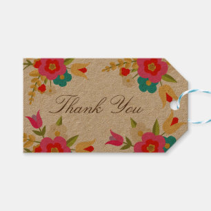 Country Flowers Thank You Gift Tags
