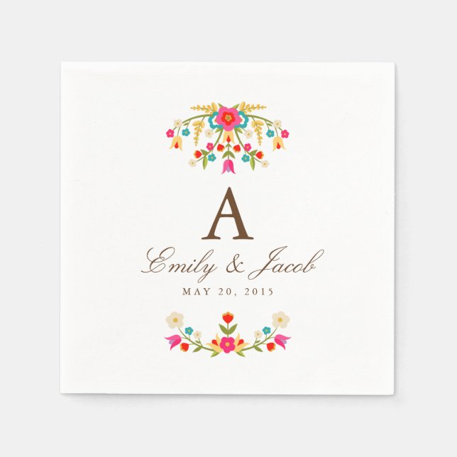 Country Flowers Wedding Napkin (Front)