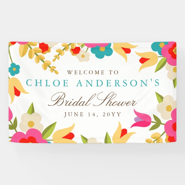 Country Flowers Wedding or Party Banner (Horizontal)