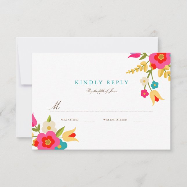 Country Flowers Wedding RSVP Card (Front)