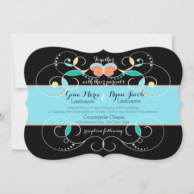 Country Folk Art Inspired Wedding Invitation (Front)