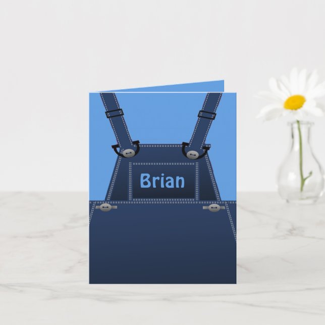 Country Folk Blue Overalls Custom Card (Small Plant)