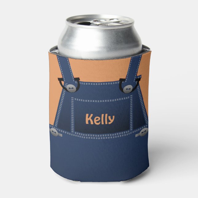 Country Folk Overalls Custom Can Cooler (Can Front)