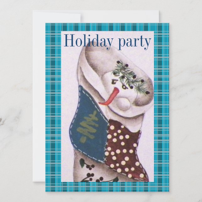 Country Folk Snowman Holiday Party Invitation (Front)