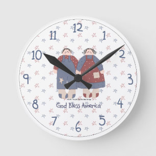 Country Fourth Of July Wall Clock