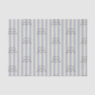 Country French Blue Striped Bakery Logo Business Tissue Paper