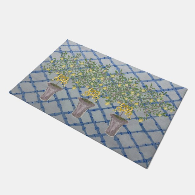Country French Lemon Tree Lemons  Doormat Rug (Angled)