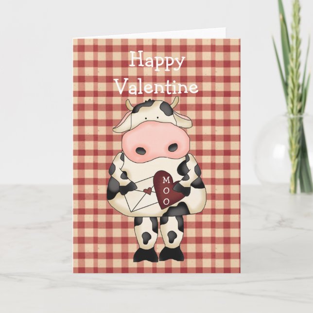Country Fun Moo Cow Valentine's Day Card (Front)