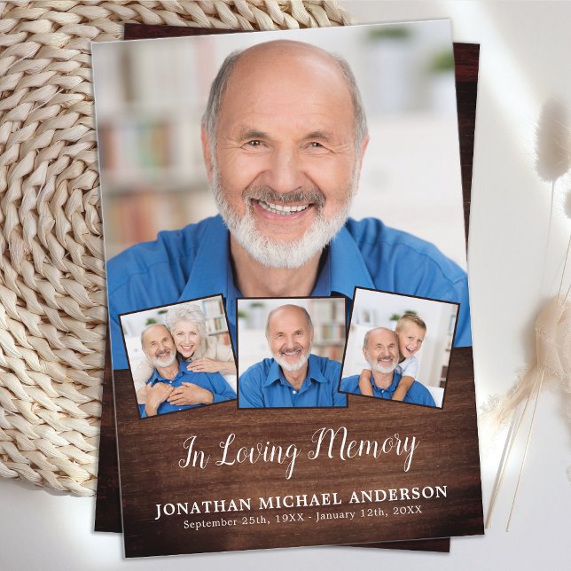 Country Funeral 4 Photo Sympathy Prayer Card (Creator Uploaded)