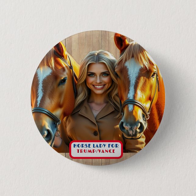 Country Gals Horse Lady for Trump/Vance Button (Front)
