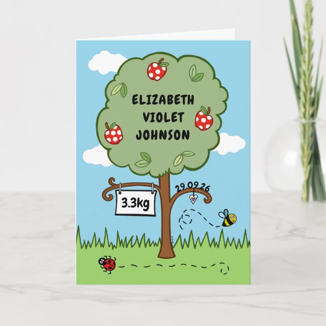 Country Garden Apple Tree New Baby Card (Front)