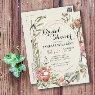 Country Garden Floral Bridal Shower Invitation Postcard