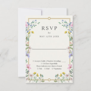 Country Garden Floral Monogram Wedding RSVP Card
