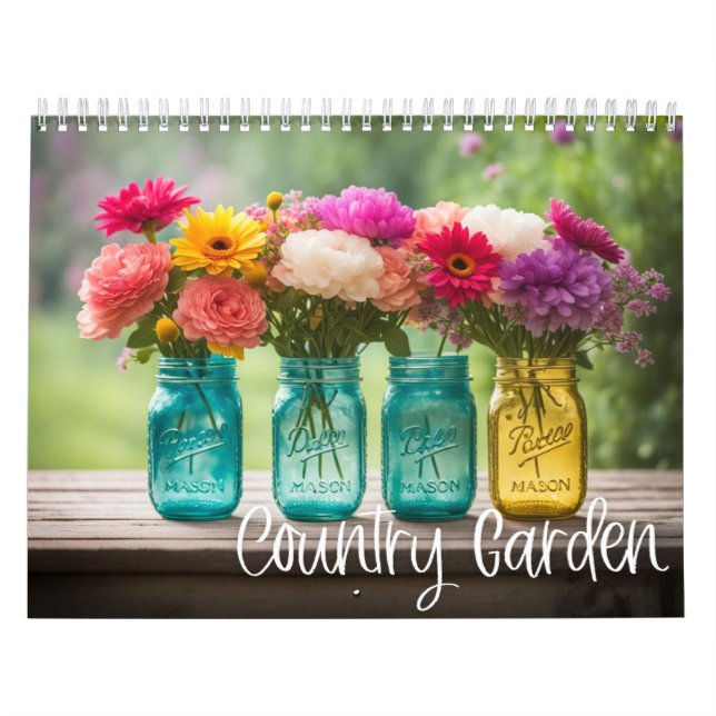 Country Garden - flowers and mason jars Calendar (Cover)