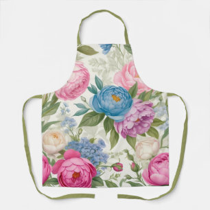 Country Garden Roses And Peonies Floral Apron