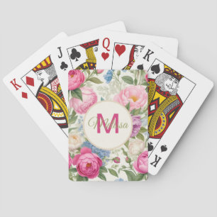 Country Garden Roses And Peonies Floral Playing Cards
