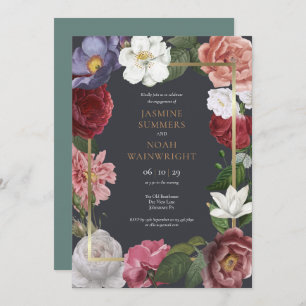 Country Garden Roses Floral Engagement Party Invitation