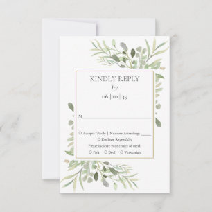 Country Garden Watercolour Greenery Wedding RSVP