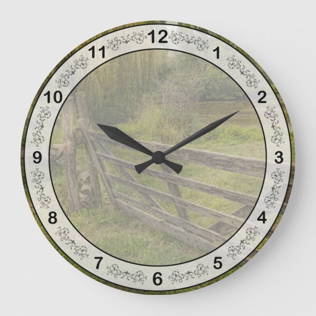 Country - Gate - Rural simplicity Large Clock (Front)