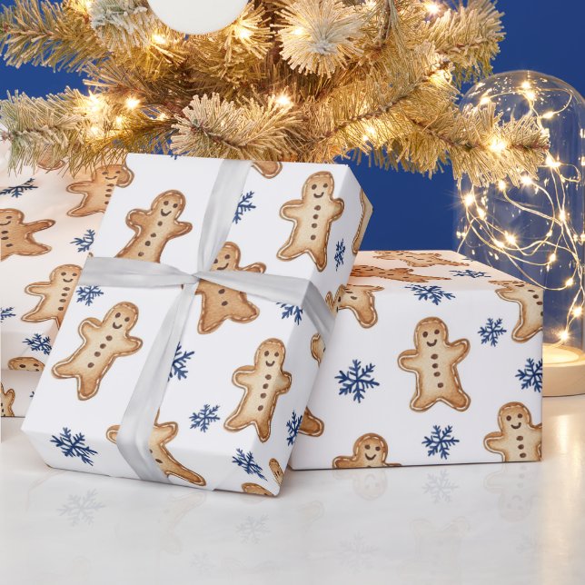 Country Gingerbread Cookies Snowflakes Christmas Wrapping Paper (Holidays)