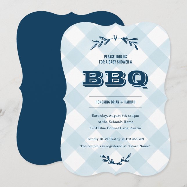 Country Gingham Baby Shower Invitation (Front/Back)