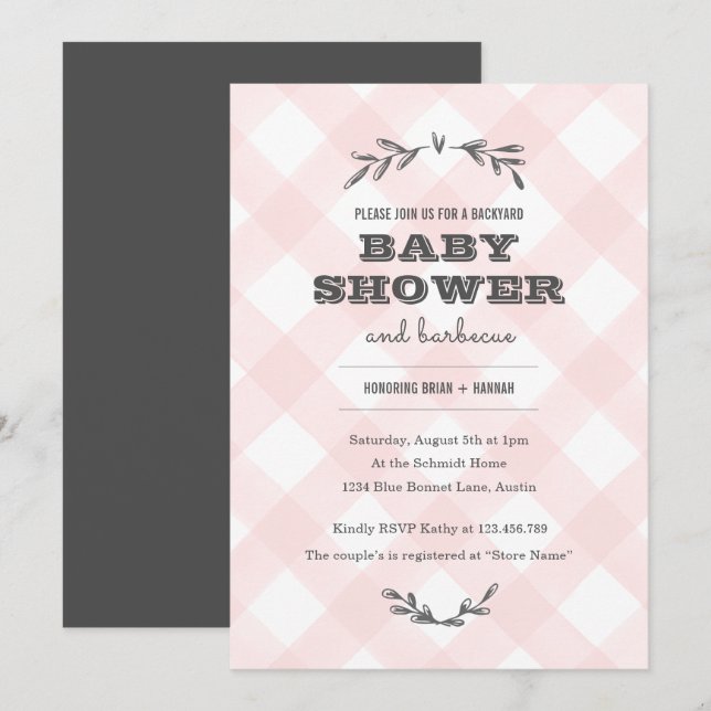 Country Gingham Baby Shower Invitation (Front/Back)