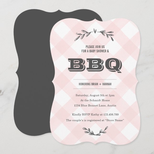 Country Gingham Baby Shower Invitation (Front/Back)